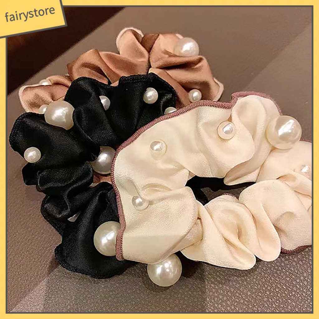 Dây Cột Tóc Co Giãn Đính Ngọc Trai Giả Thanh Lịch Dành Cho Nữ