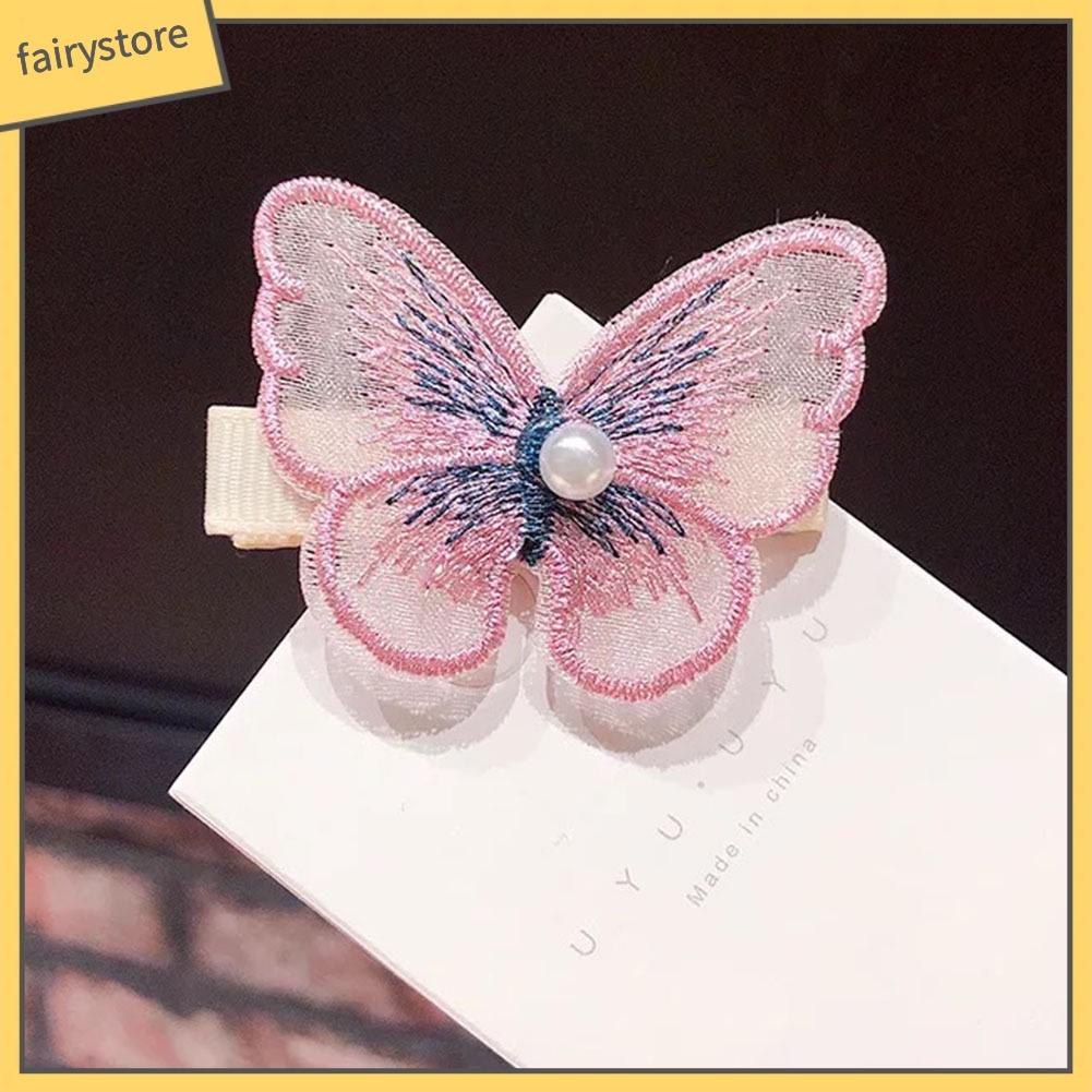 Set 5 Kẹp Tóc Bướm 3D Đính Ngọc Trai Giả Thời Trang Nữ