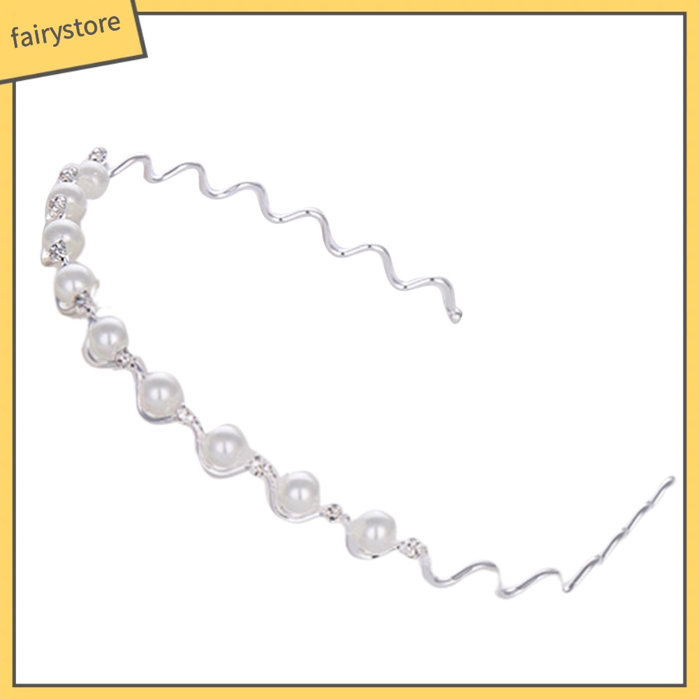 Băng Đô Cài Tóc Đính Đá &amp; Ngọc Trai Giả Bằng Kim Loại Thời Trang Cho Nữ