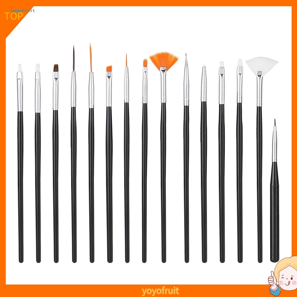 Set 15 Cọ Vẽ Trang Trí Móng Tay Nghệ Thuật Chuyên Nghiệp