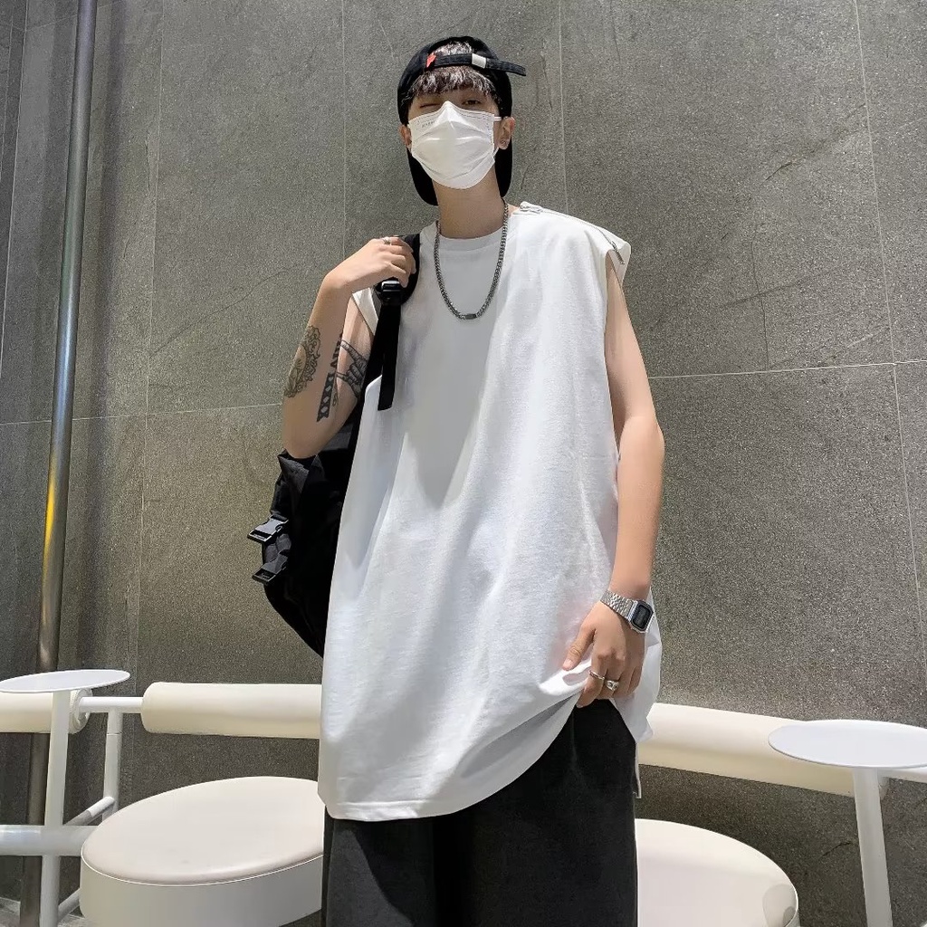 Áo Thun Cotton Sát Nách Màu Trắng Thời Trang Đường Phố Mùa Hè Cho Nam