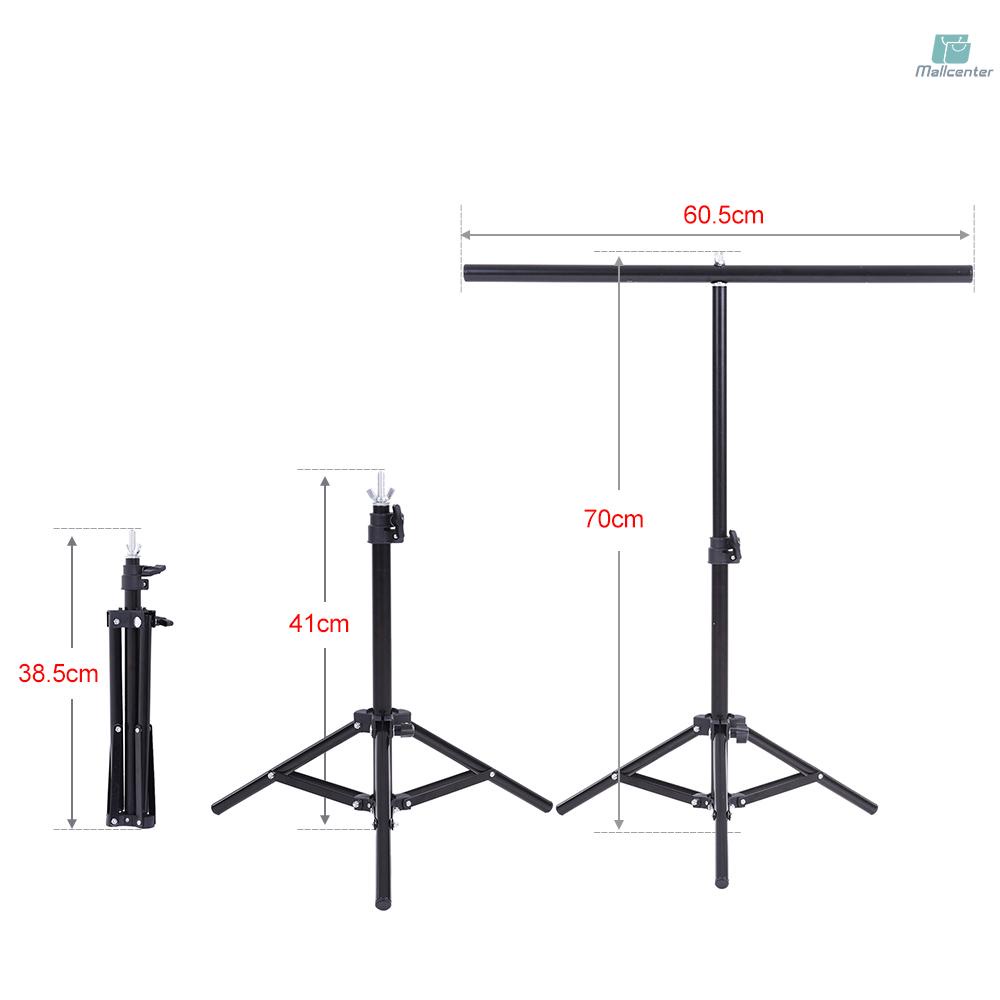 60.5 * 70cm Small Photography Studio Video Metal Support Stand System Kit Set w/ Crossbar &amp; 3 * Clamps for PVC Backdrop Background