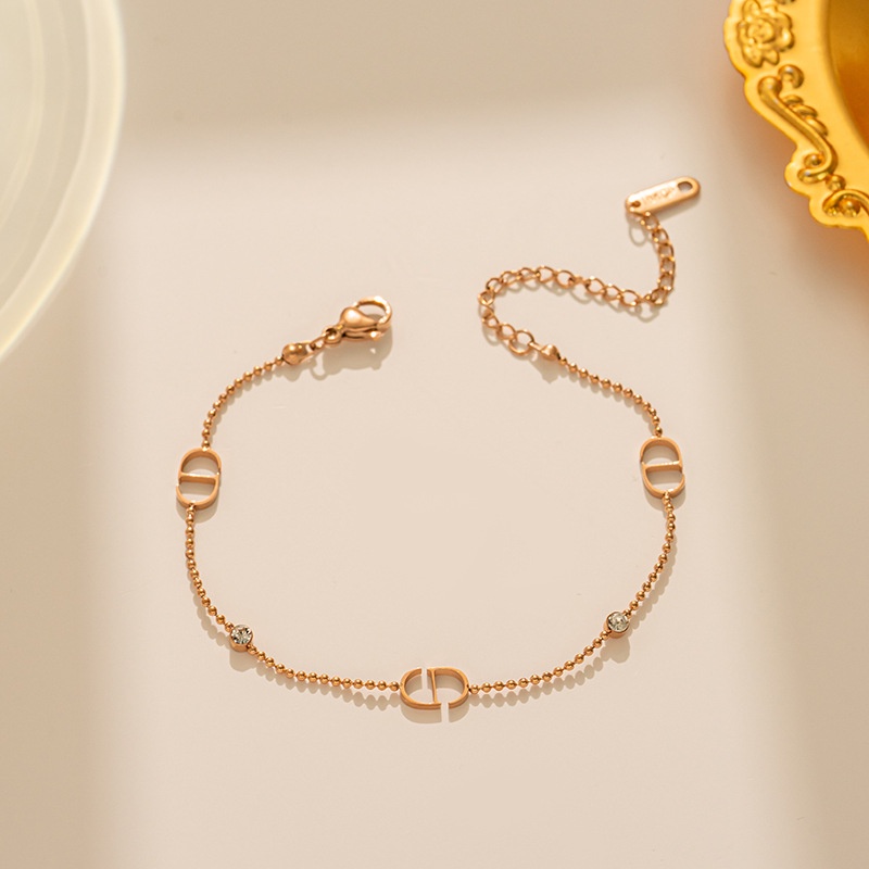 Vòng Tay Trang Trí Hạt Khắc Chữ Dd Bằng Thép Titanium Thời Trang 2023