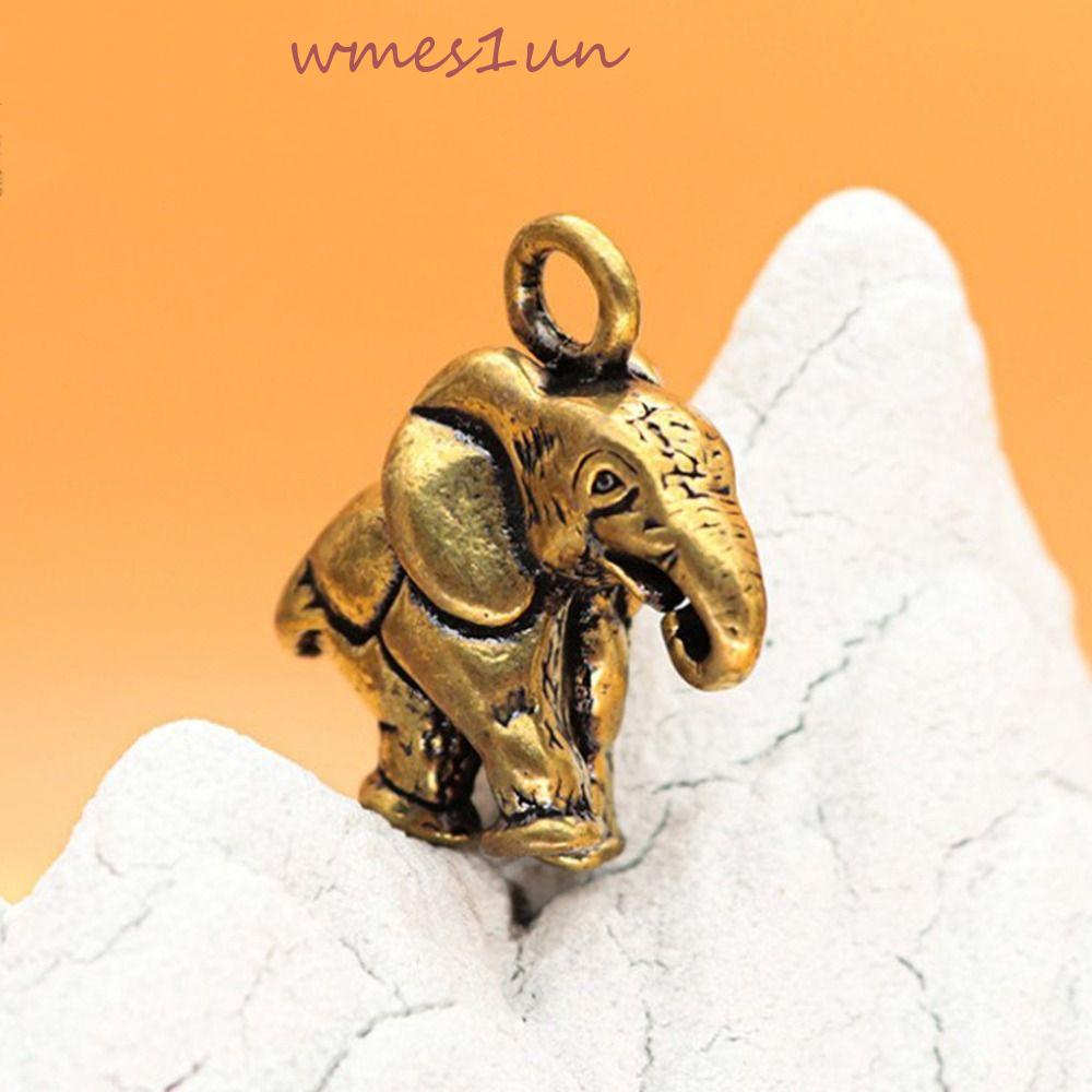 Móc Khóa Mặt Hình Voi Bằng Đồng Thau WMES15H Độc Đáo Phong Cách Vintage