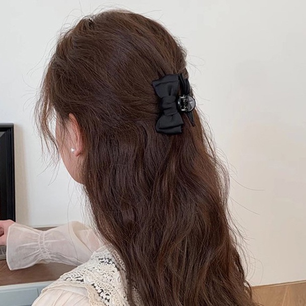 Kẹp Tóc Nơ Màu Đen Bằng Nhung Phong Cách Vintage Dành Cho Nữ