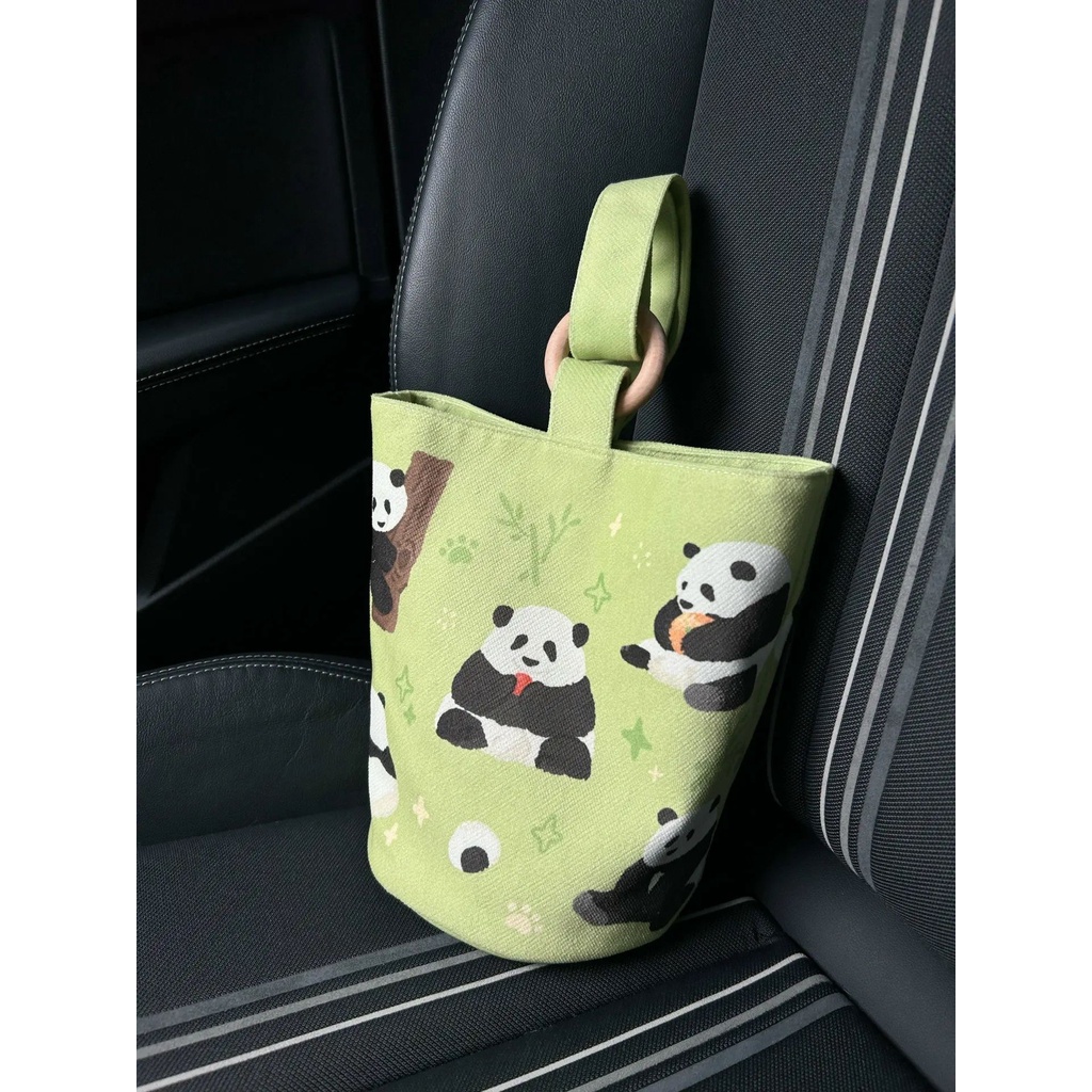 Túi Xách Vải Canvas In Hình Gấu Trúc Dễ Thương Thời Trang Mùa Hè Cho Nữ