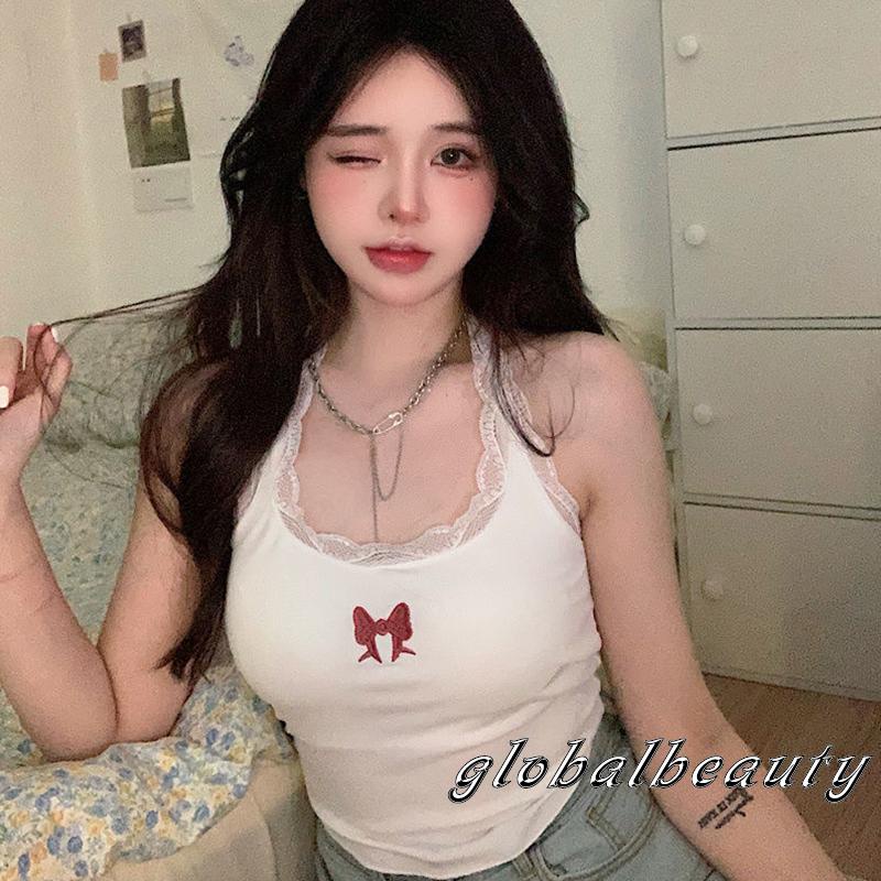 Áo Hai Dây Hở Lưng Cột Nơ Phối Ren Thời Trang Mùa Hè Cho Nữ