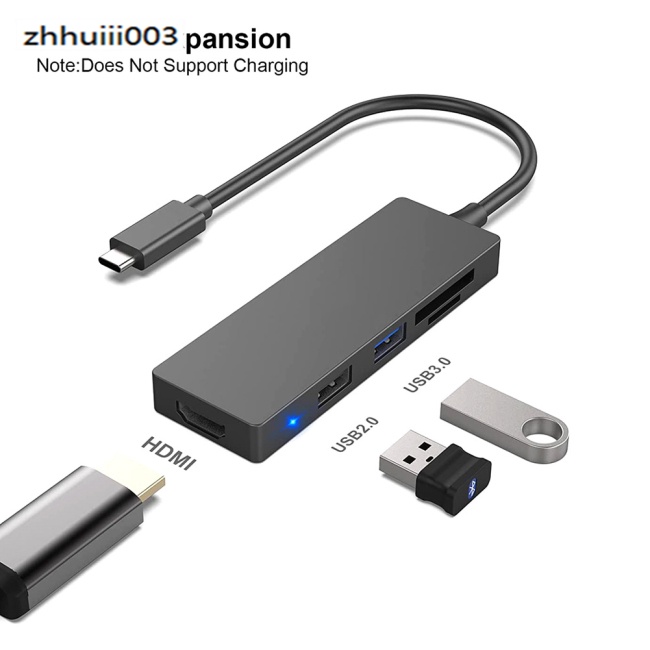 Bộ Chia Cổng Usb Type c 5 Trong 1 Đầu Đọc Thẻ Nhớ Usb 2.0 / 3.0 Fordmi