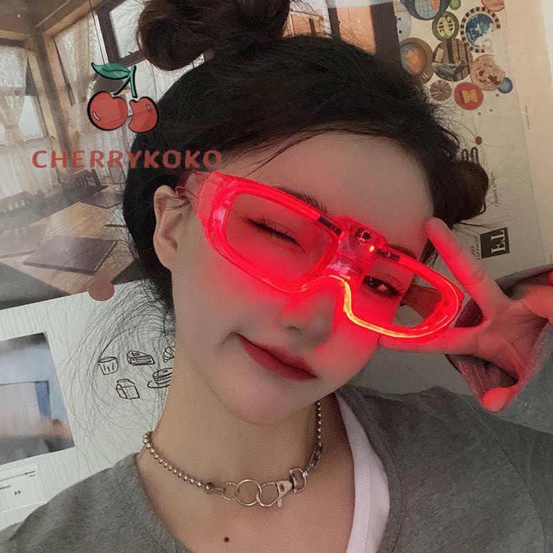 🍒🍒CHERRYKOKO Kính Mát Gắn Đèn Led Phát Sáng Nhiều Màu Sắc Vui Nhộn