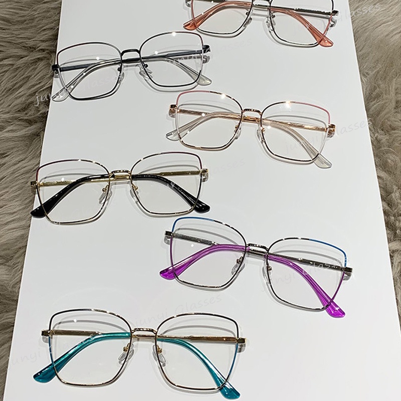 Kính Mát Mắt Mèo Gọng Kim Loại Chống Tia Bức Xạ &amp; Ánh Sáng Xanh Cho Nam &amp; Nữ