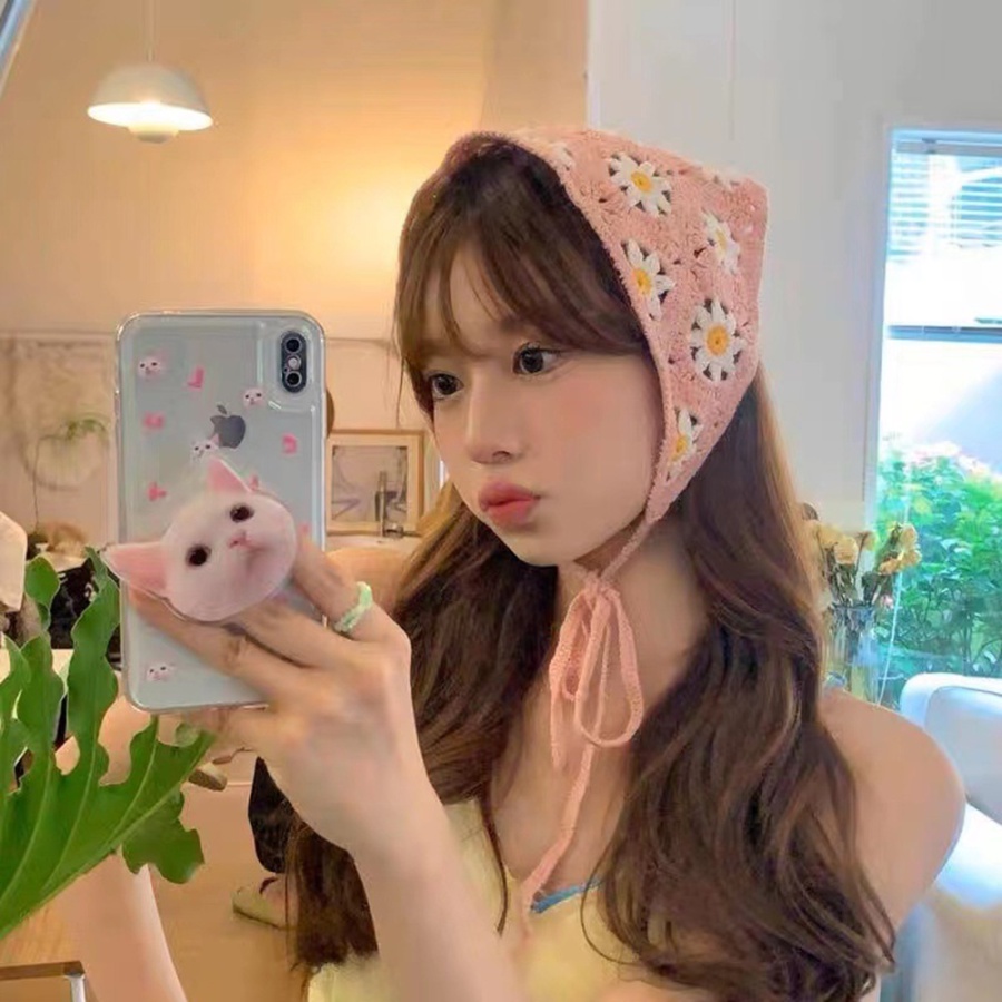 Khăn Choàng Cổ Dệt Kim Hình Tam Giác Khoét Rỗng Phong Cách Hàn Quốc 6 Màu Tùy Chọn Dùng Làm Đạo Cụ Chụp Ảnh Cho Nữ