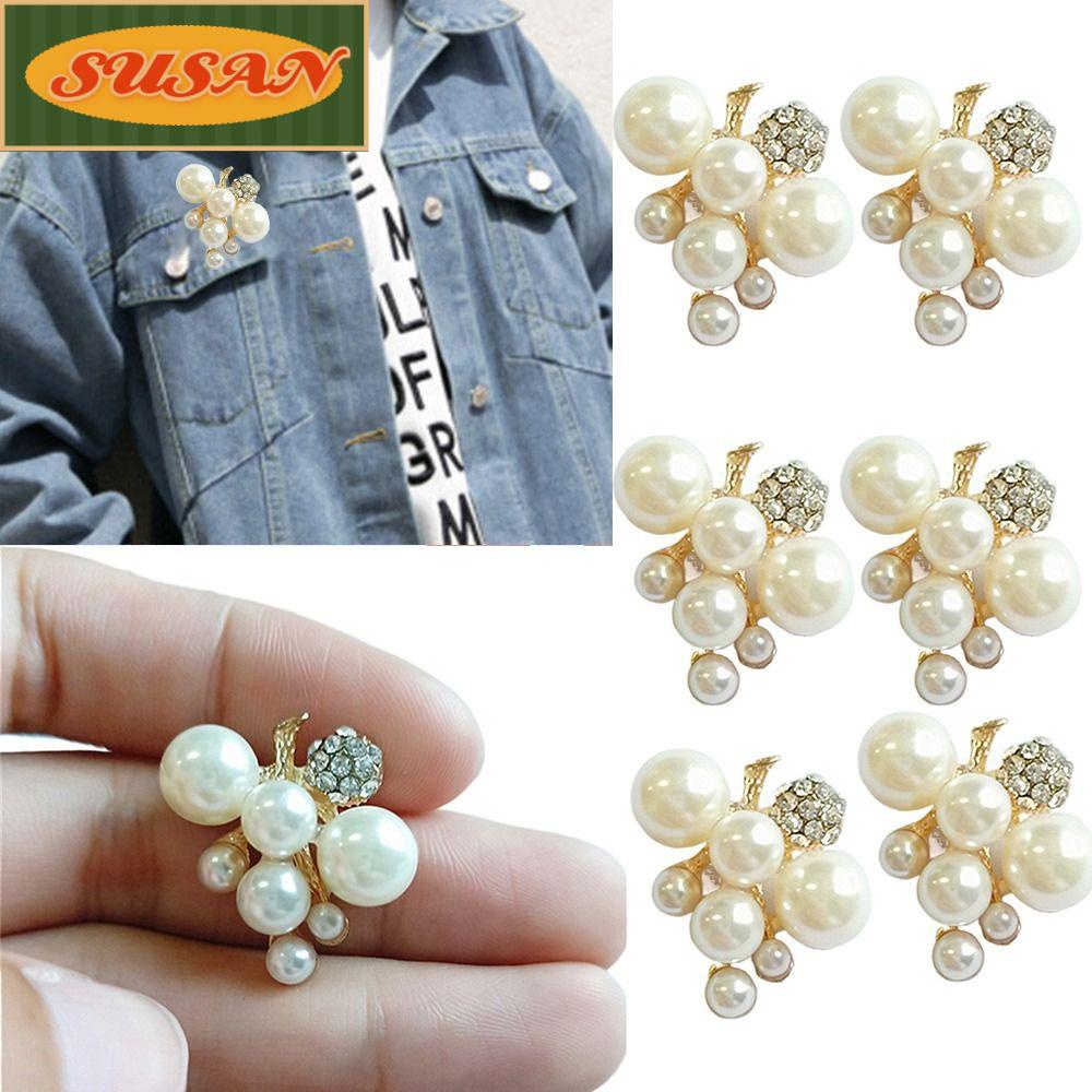 Nút SUSANS Hình Hoa Lấp Lánh|Kẹp Tóc Ngọc Trai Giả