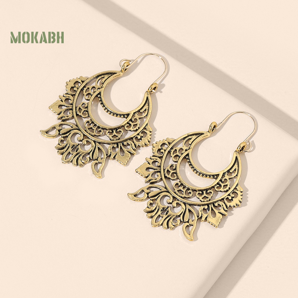 [Mok Abh] Bông Tai Nửa Vòng Cắt Rỗng Kiểu Dáng Vintage