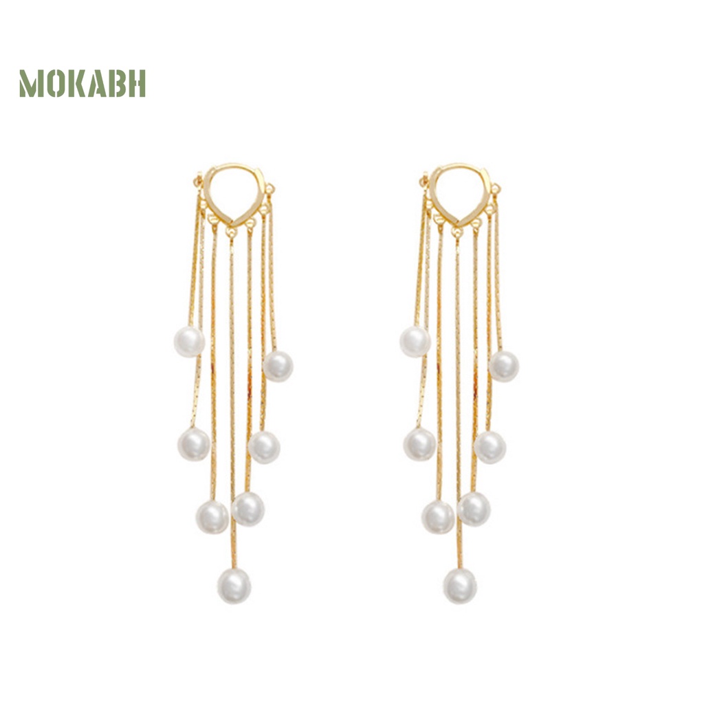 1 Đôi Bông Tai Đính Ngọc Trai Nhân Tạo Phong Cách Bohemian Thời Trang