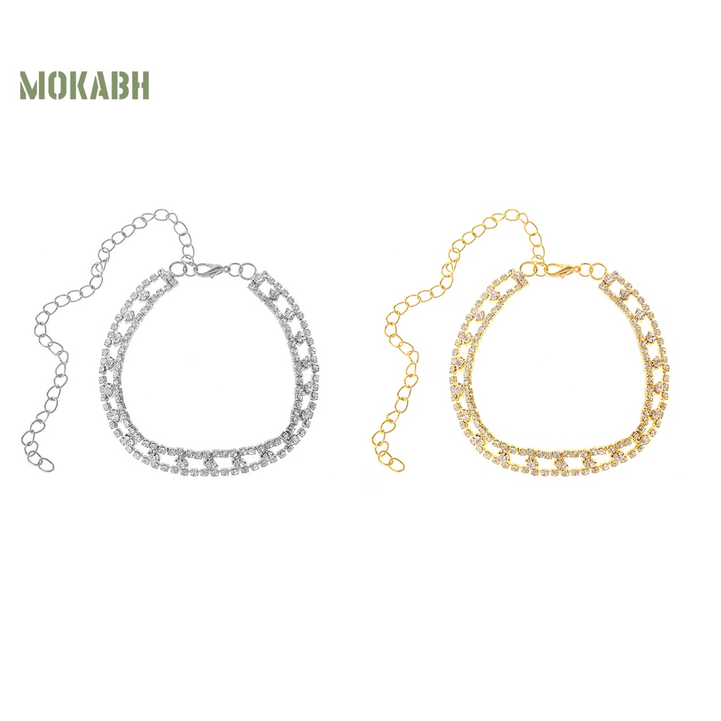 1 Lắc Chân Dạng Chuỗi Đính Đá Lấp Lánh Có Thể Điều Chỉnh Không Gây Dị Ứng Thời Trang Đi Biển Mùa Hè