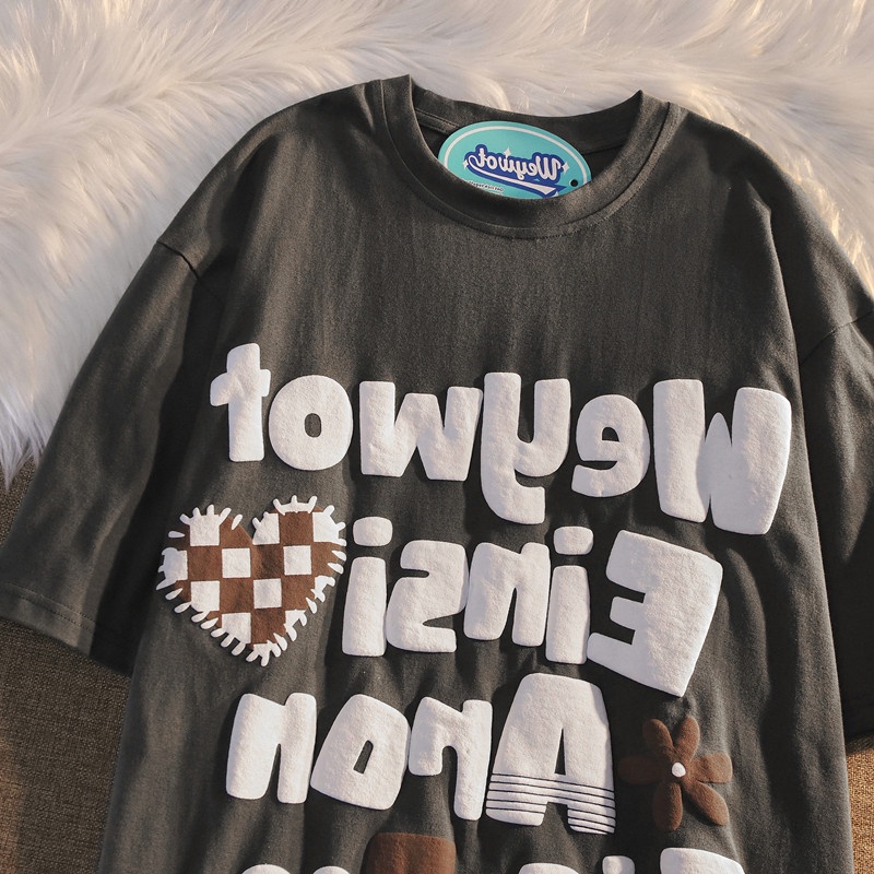 Áo Thun Tay Ngắn Dáng Rộng Phong Cách Hip Hop Âu Mỹ Thời Trang Mùa Hè Cho Cặp Đôi