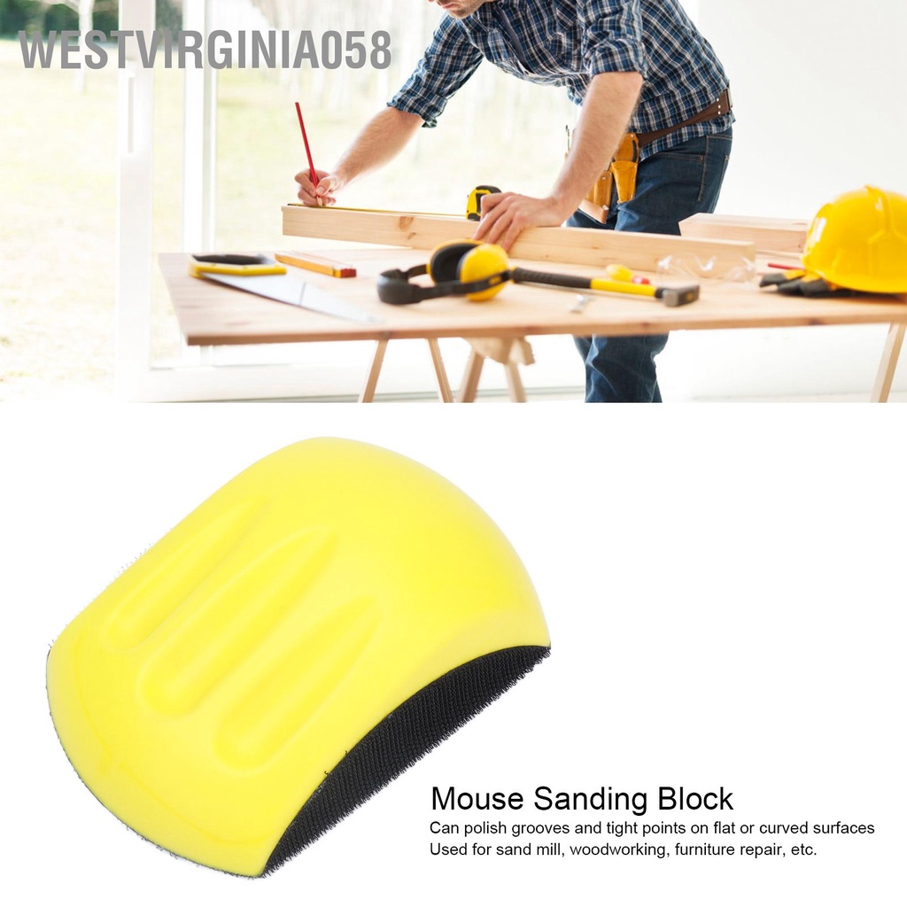 Westvirginia058 Chà Nhám Bằng Tay Khối Hình Chuột Xốp Nylon Móc Và Vòng Đánh Bóng Dụng Cụ Chế Biến Gỗ