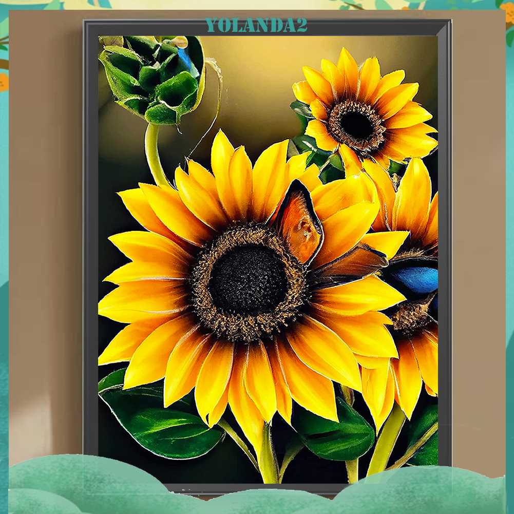 Tranh Đính Đá Kim Cương Toàn Bộ 5D DIY Hình Vẽ Hoa Trang Trí Nhà Cửa