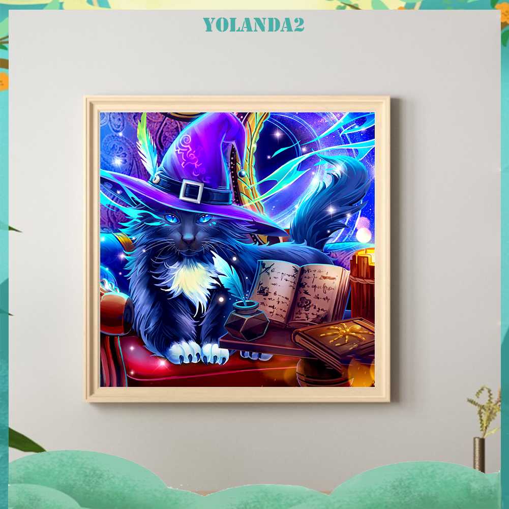 Tranh Đính Đá Kim Cương Toàn Bộ 5D DIY Hình Vẽ Mèo Trang Trí Nhà Cửa