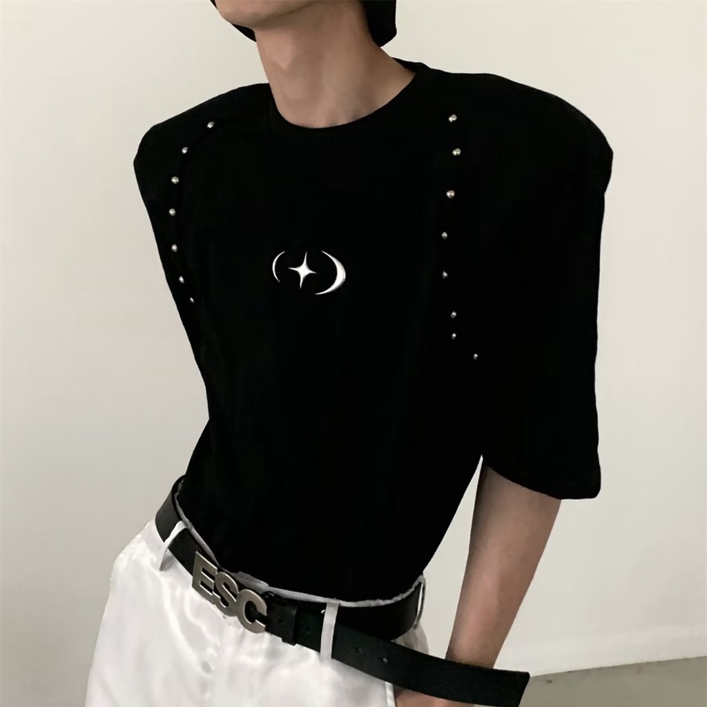 Áo Thun Tay Ngắn Cổ Tròn Dáng Rộng Màu Trắng Đen Thời Trang Mùa Hè