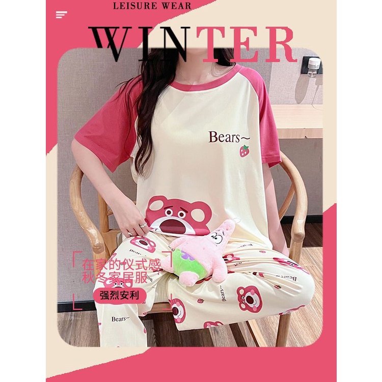 Bộ Đồ Ngủ Ba Món In Họa Tiết Hoạt Hình Dễ Thương Thời Trang Mùa Hè Cho Nữ