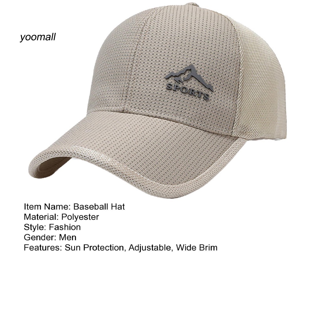 Mũ Lưỡi Trai Màu Trơn Phối Lưới Rỗng Thoáng Khí Chống Tia UV Thời Trang Mùa Hè Cho Nam