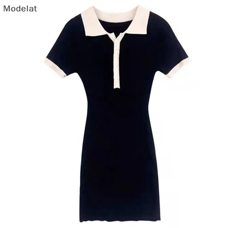 Mfc Đầm Mini Cổ Bẻ Phối Màu Tương Phản Thời Trang Mùa Hè