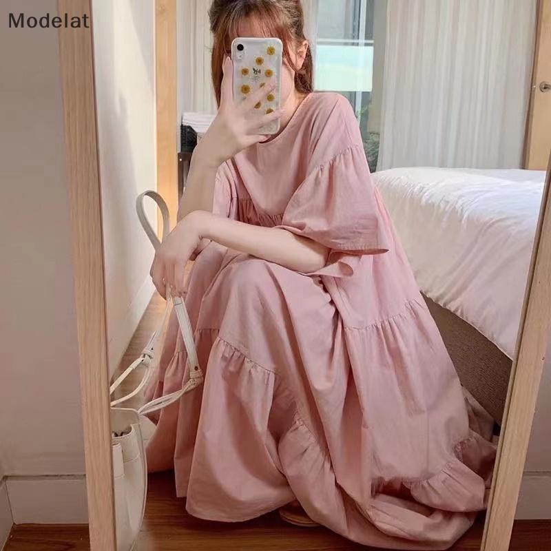 Đầm Tay Ngắn Dáng Rộng Phong Cách Hàn Quốc Thời Trang Mùa Hè Cho Nữ