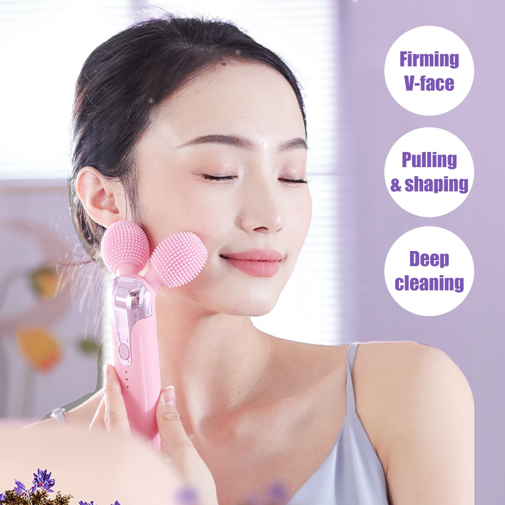 Cây Lăn Massage Mặt Chế Độ Rung Giúp Da Săn Chắc Giảm Nếp Nhăn Hiệu Quả