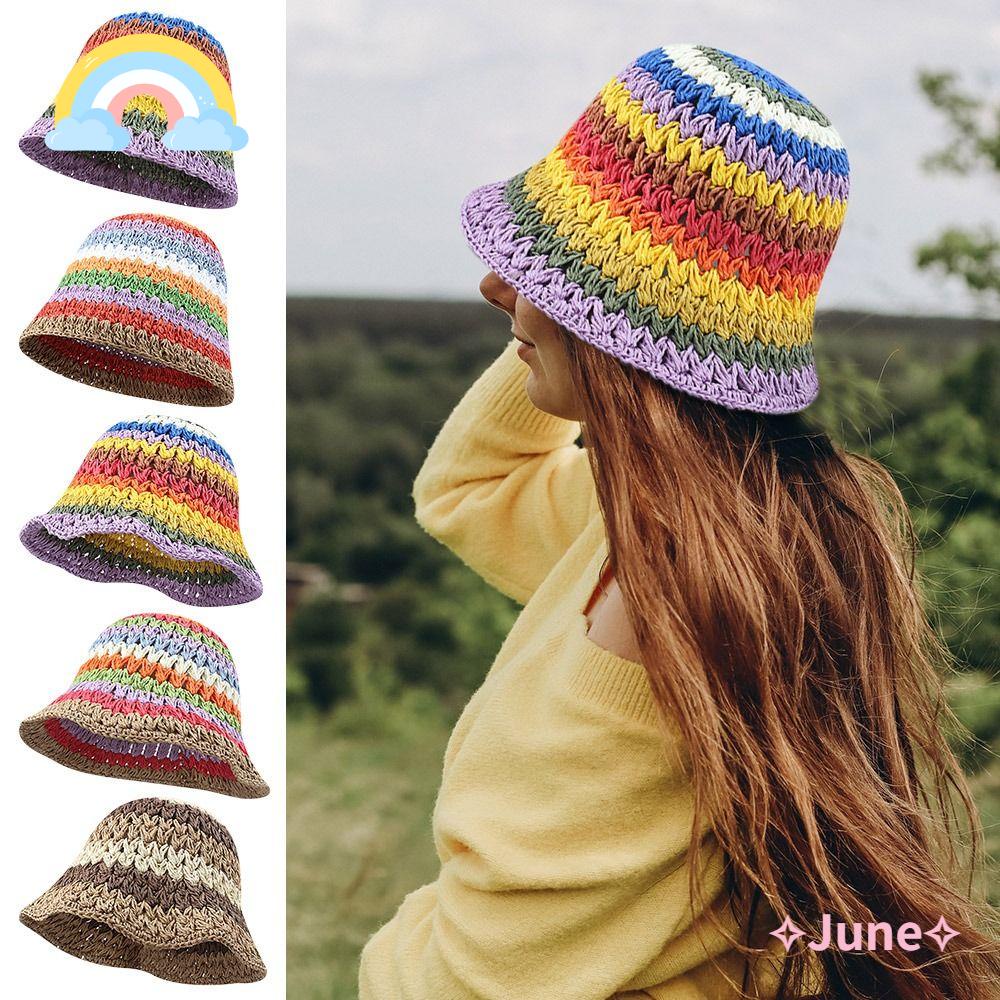 Mũ Bucket Màu Cầu Vồng Thời Trang Mùa Hè