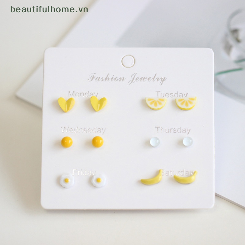 1 Bộ Bông Tai Hình Hoạt Hình Bằng Gốm Sứ Dễ Thương Dành Cho Nữ