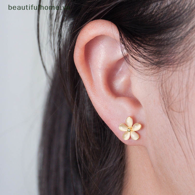 1 Đôi Bông Tai Đá Opal Hình Hoa Dạng Xoắn Ốc Dành Cho Nữ