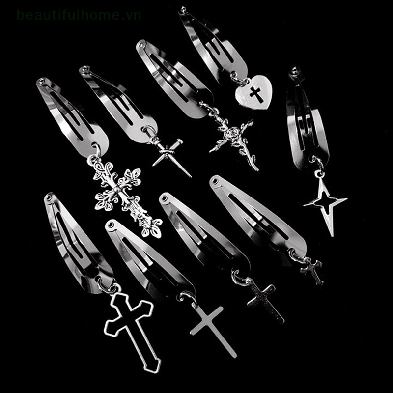 Kẹp Tóc Hình Ngôi Sao / Bông Hoa Bằng Kim Loại Phong Cách Punk Rock Thời Trang Cho Nữ