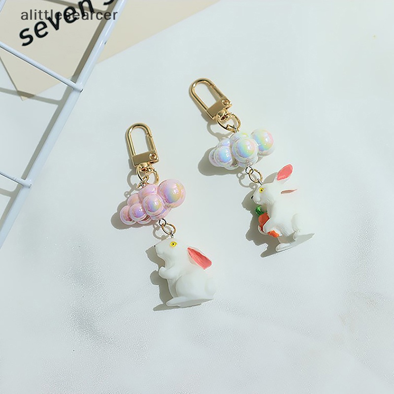 Móc Khóa Resin Mặt Hình Thỏ Và Cà Rốt Tráng Men Dễ Thương Bằng Hợp Kim Cho Cặp Đôi