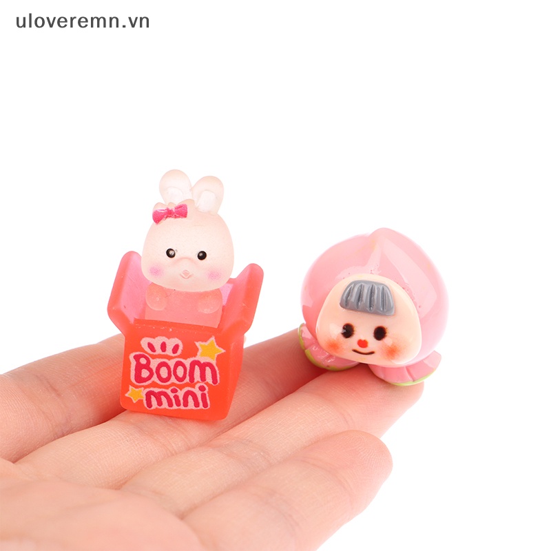 Set 2 Móc Khóa Nhựa Resin Hình Hoạt Hình 3D Phát Sáng DIY