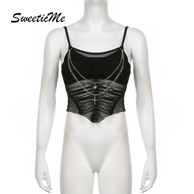 Áo Tank Top Dây Xích Dáng Ôm Màu Trơn Gợi Cảm Thời Trang Mới 2023 Dành Cho Bạn Nữ