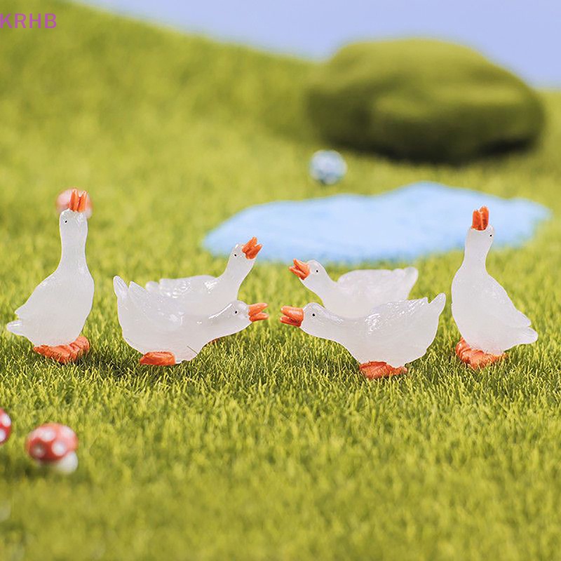 Set 3 Tượng Ngỗng Mini Bằng Nhựa Phát Quang DIY Trang Trí Sân Vườn Mới
