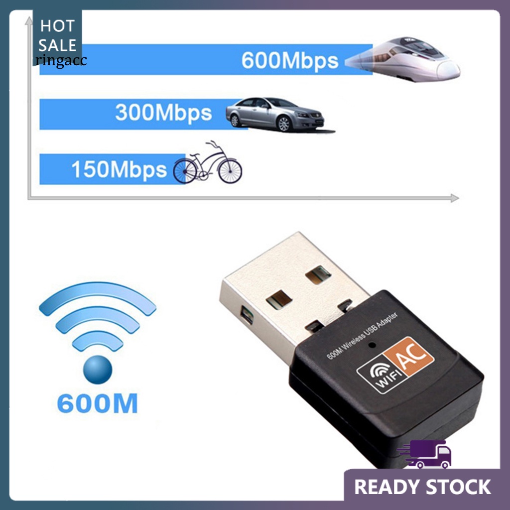 Thẻ Mạng WiFi Băng Tần Kép AC 600Mbps 5.8G 2.4G USB Cho Máy Tính