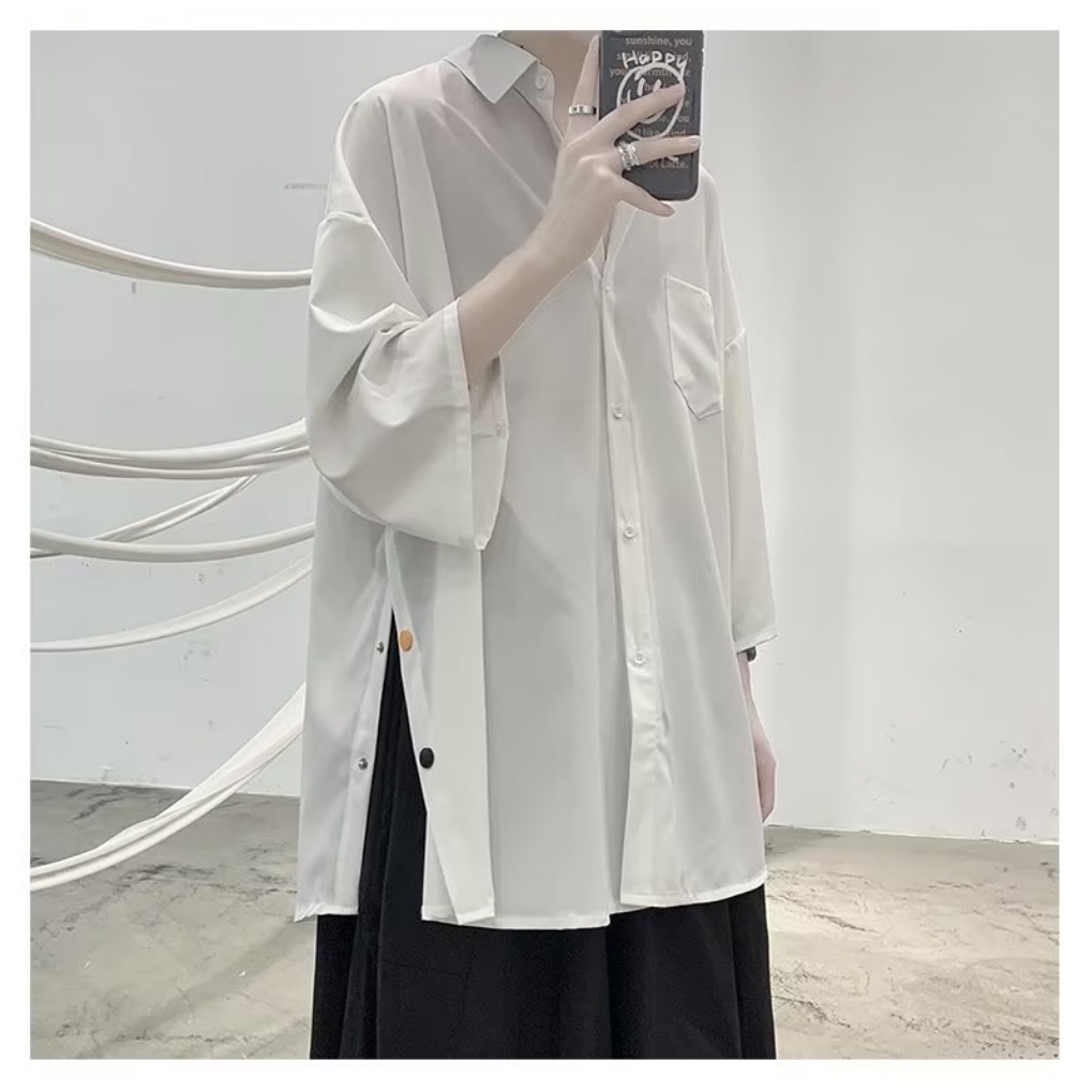 Áo Sơ Mi Tay Ngắn Thiết Kế Xẻ Tà Thời Trang Mùa Hè Hàng Mới 2023 Dành Cho Bạn Nữ