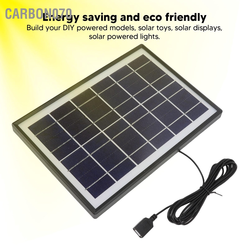 Carbon070 Bảng điều khiển năng lượng mặt trời 6W 6V Đa tinh thể Silicon Bộ sạc di động bền cho đèn điện thoại gia dụng