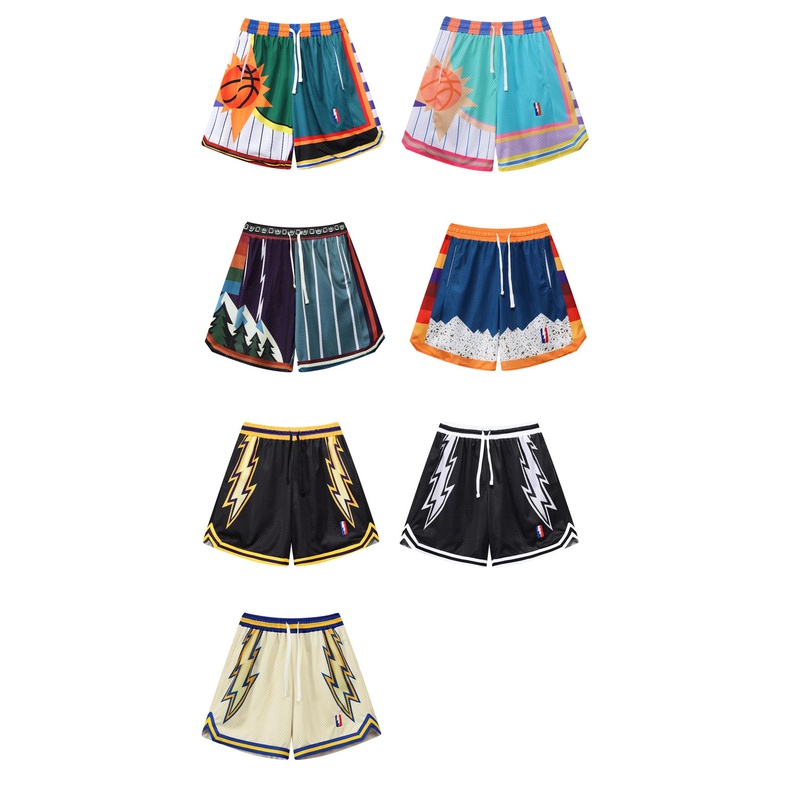 Quần Short Thể Thao Phối Lưới Hai Lớp Thoáng Khí Phong Cách Retro Cho Nam Nữ