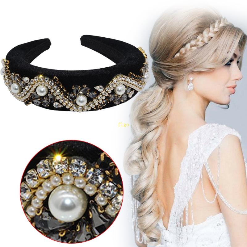 Flgo Băng Đô Cài Tóc Đính Đá Lấp Lánh Sang Trọng Cho Nữ