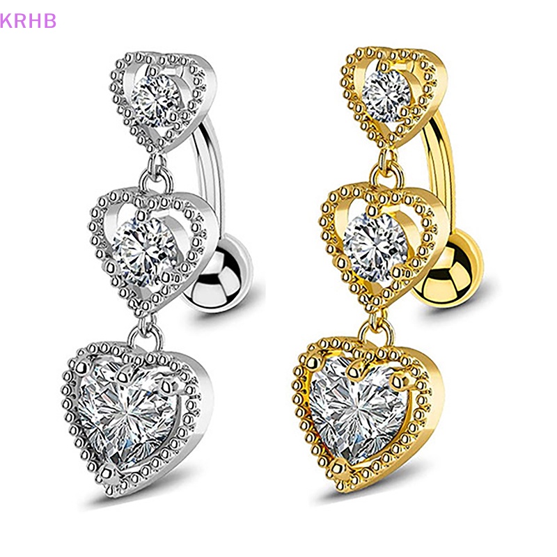 Khuyên Rốn Dáng Dài Đính Đá Zircon Hình Trái Tim Quyến Rũ Cho Nữ Mới