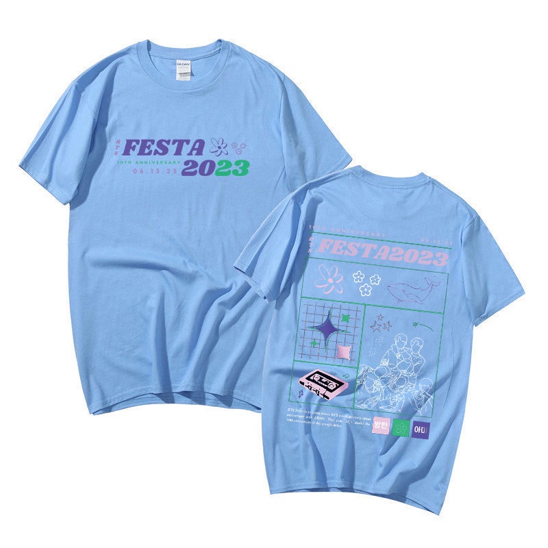 Áo Thun Cotton Tay Ngắn Dáng Rộng In Chữ ANNIVERSARY FESTA 2023 Kỉ Niệm 10 Năm Thời Trang Mùa Hè Cho Nam Và Nữ