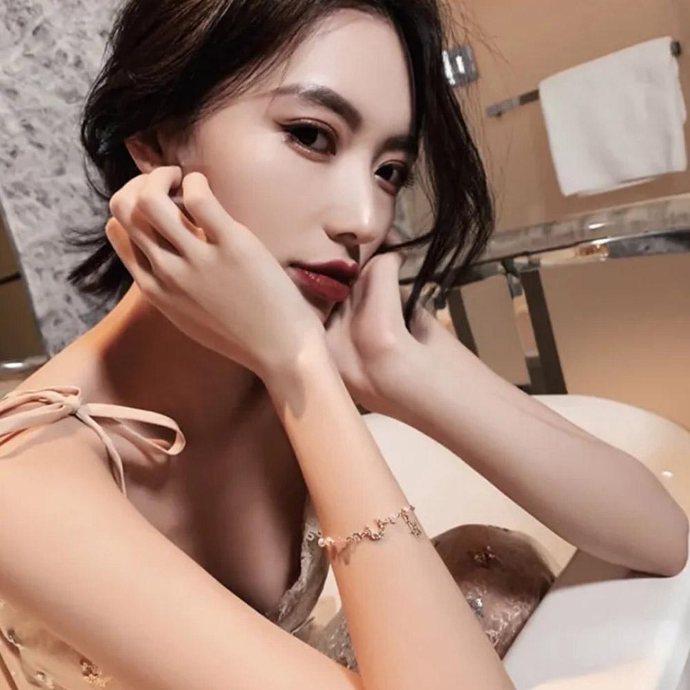 Vòng Tay Nữ Đính Đá Zircon Giả Ngọc Trai Và Ngôi Sao Thời Trang G1G0