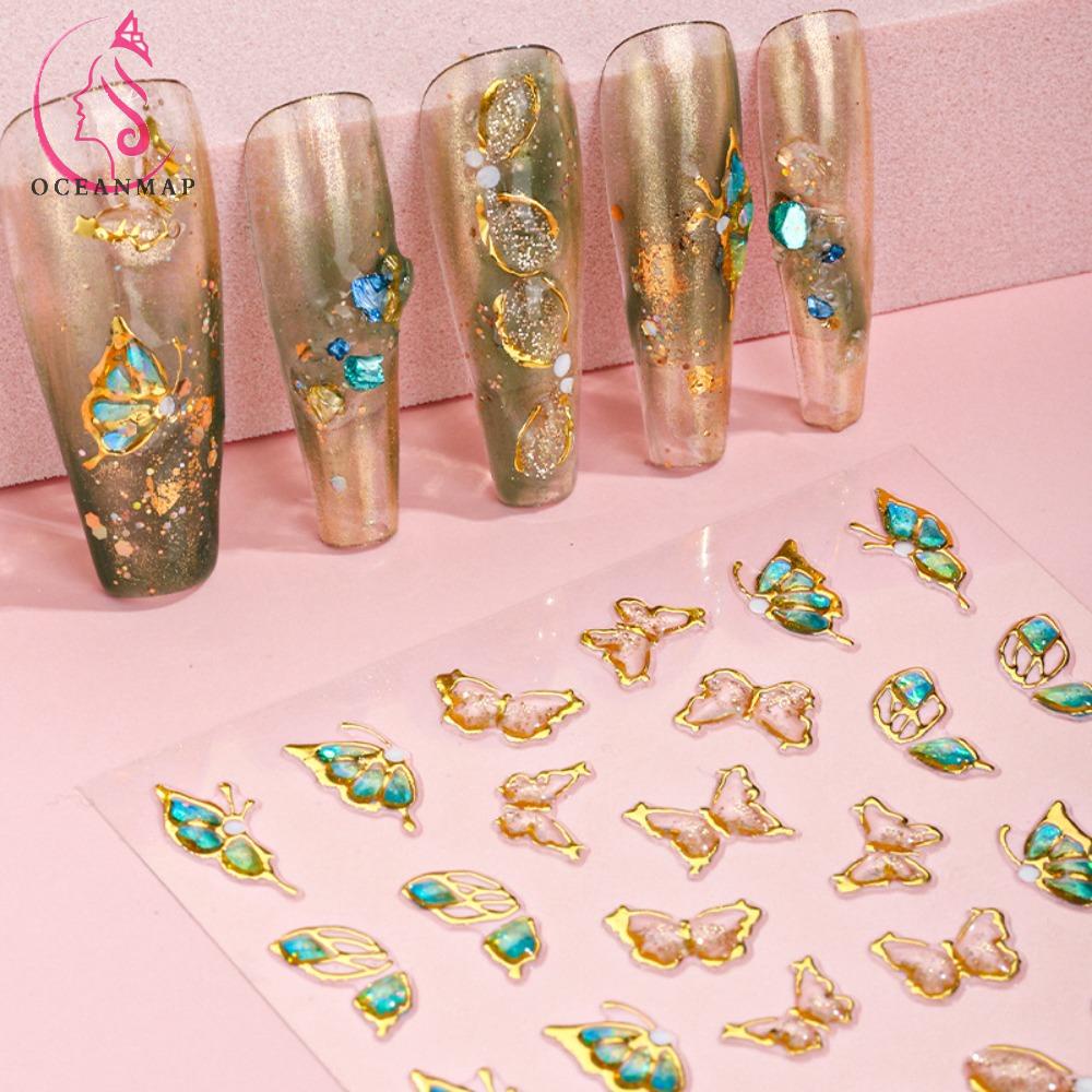 Miếng Dán Trang Trí Móng Tay Họa Tiết Hoạt Hình Thỏ / Trái Tim / Nơ Kiểu Hàn Quốc 5D