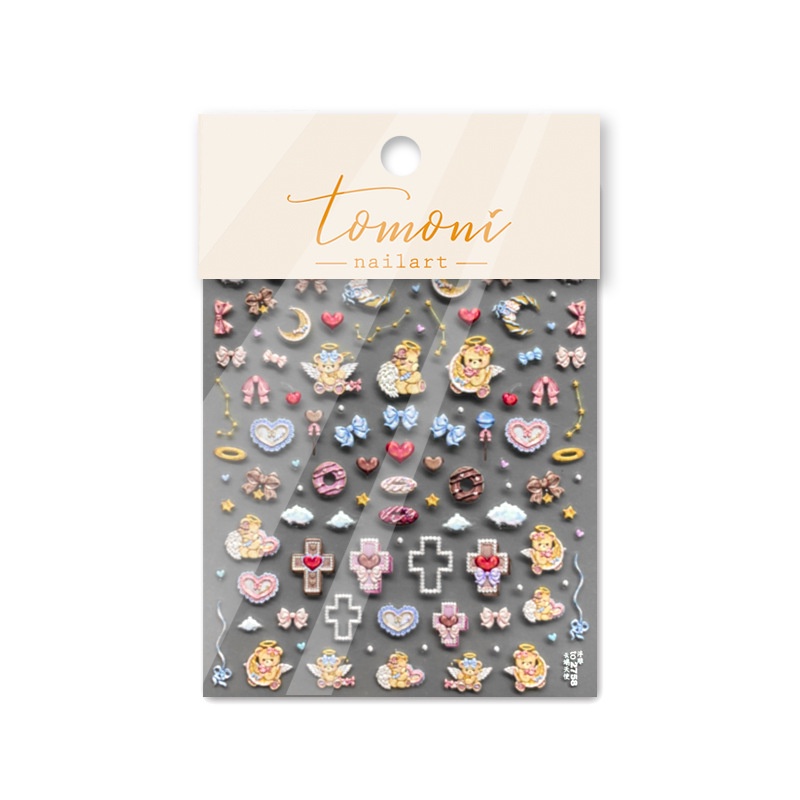 Miếng Dán Trang Trí Móng Tay Dập Nổi Hình Thiên Thần Đám Mây Dễ Thương Kiểu Nhật Bản