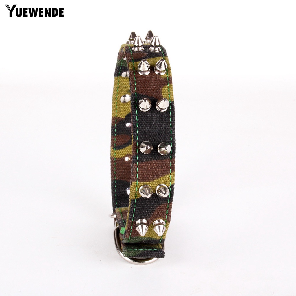 Yq.e Vòng Cổ Canvas Họa Tiết Rằn Ri Đính Đinh Tán Có Thể Điều Chỉnh Trang Trí Thời Trang Dành Cho Cún Cỡ