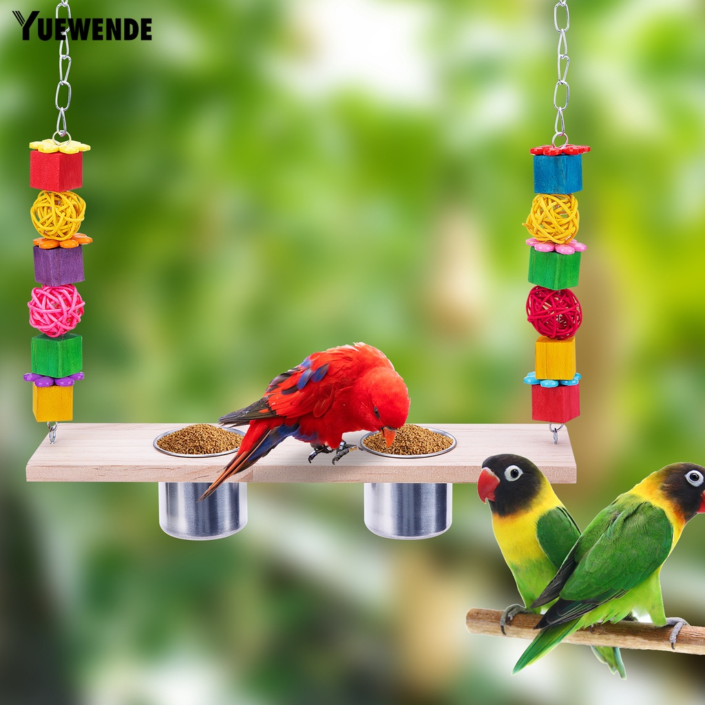 Giá Đỡ Đứng Kèm 2 Cốc Đựng Thức Ăn Có Thể Tái Sử Dụng Cho Chim Vẹt