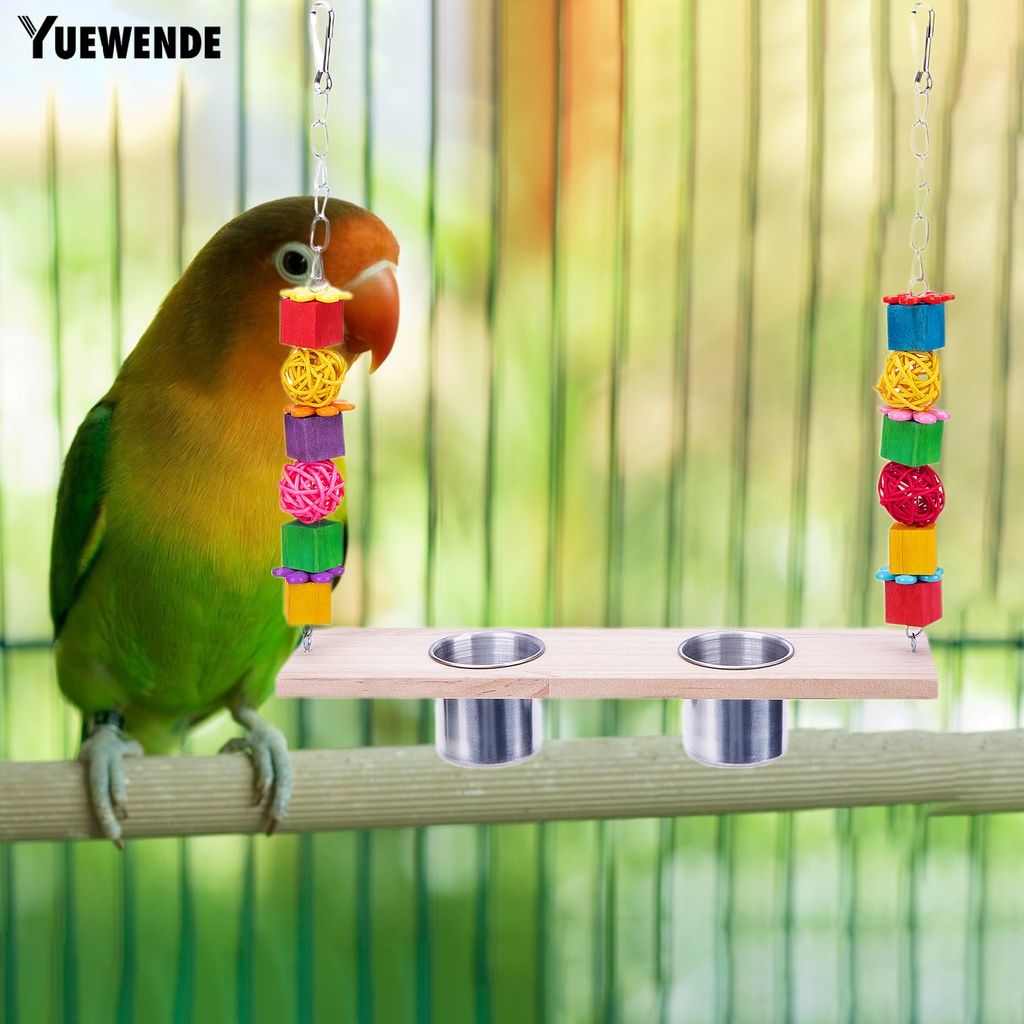 Giá Đỡ Đứng Kèm 2 Cốc Đựng Thức Ăn Có Thể Tái Sử Dụng Cho Chim Vẹt
